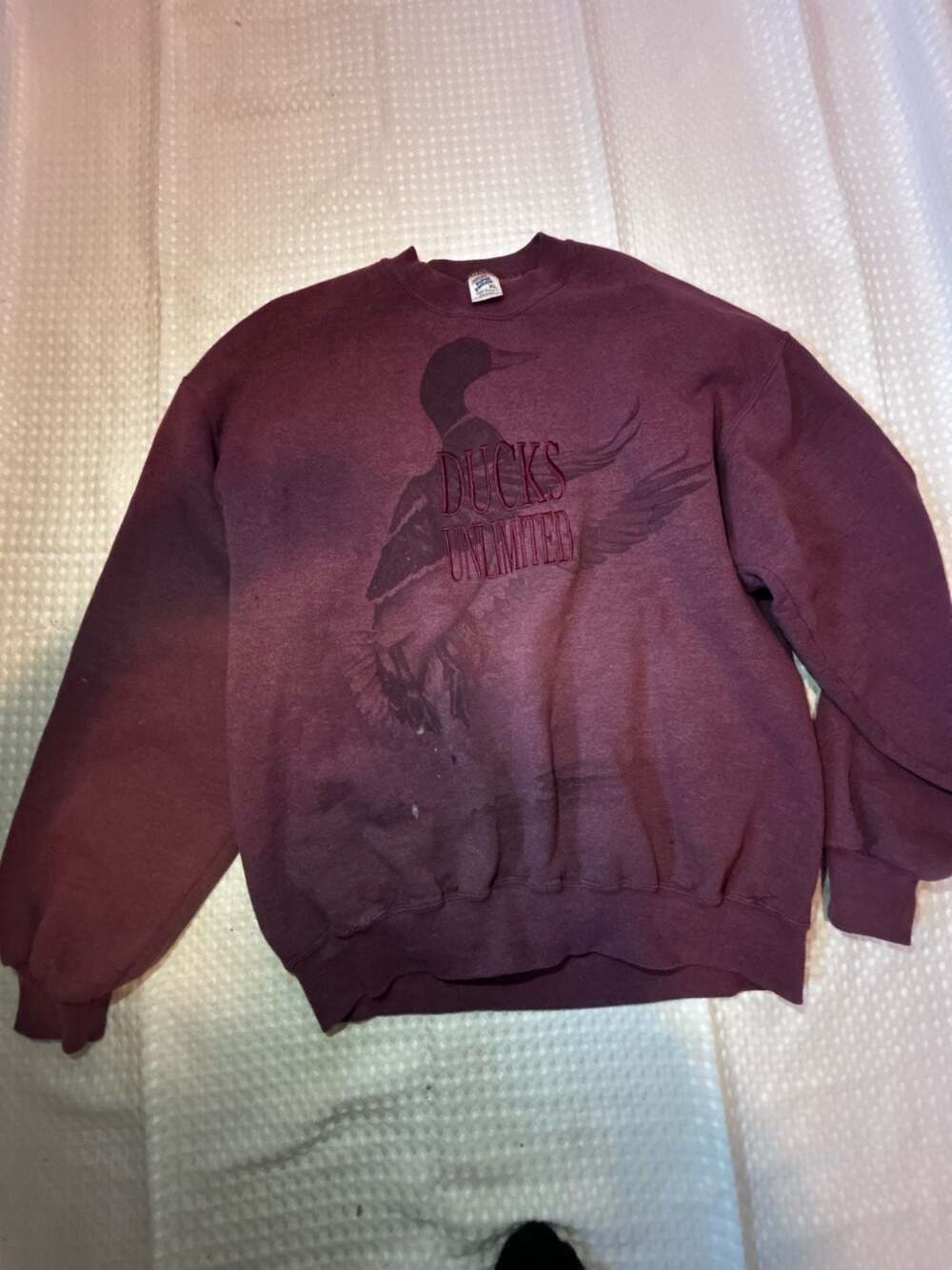 Vintage Jerzees Super Sweats Ducks Unlimited Maroon Crewneck Sweatshirt XL